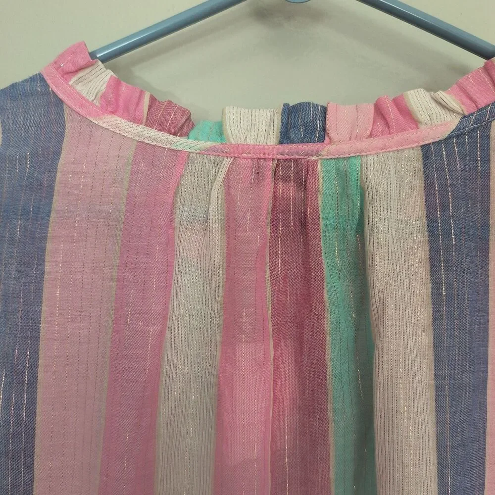J.Crew Dress NEW 3X Pink Multi Ruffle Shimmer Beach Tiered Metallic Swim Coverup